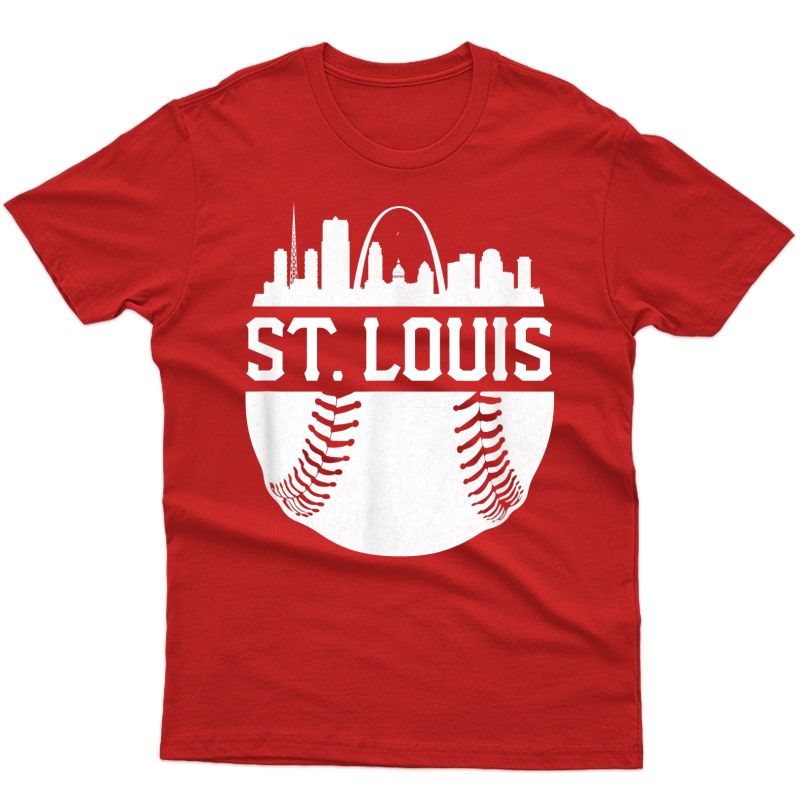 Vintage St. Louis Baseball Skyline Cardinal Retro Gift T-shirt