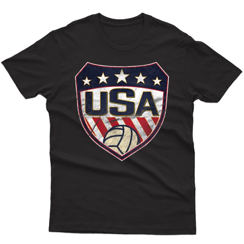 Vintage Volleyball T-shirt Usa Shield Logo Distressed
