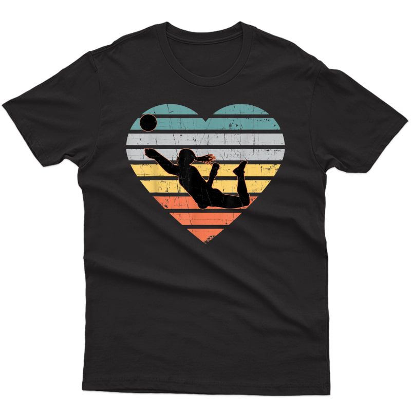 Volleyball Gifts For Teen Girls Retro Vintage Heart Tshirt