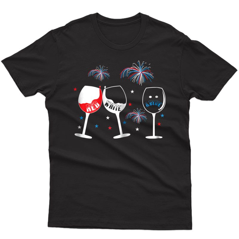  Red And Blue Funny Wine Glass Shirt For 4th Of July