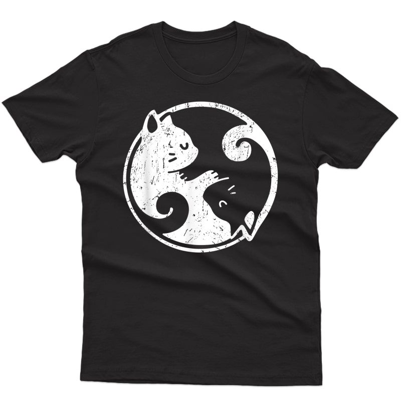 Yin Yang Cats Cute Kawaii Cat Lover Yoga Gift Design T-shirt